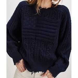 Denimist Shadow American Flag Sweater in Navy (NWT)
